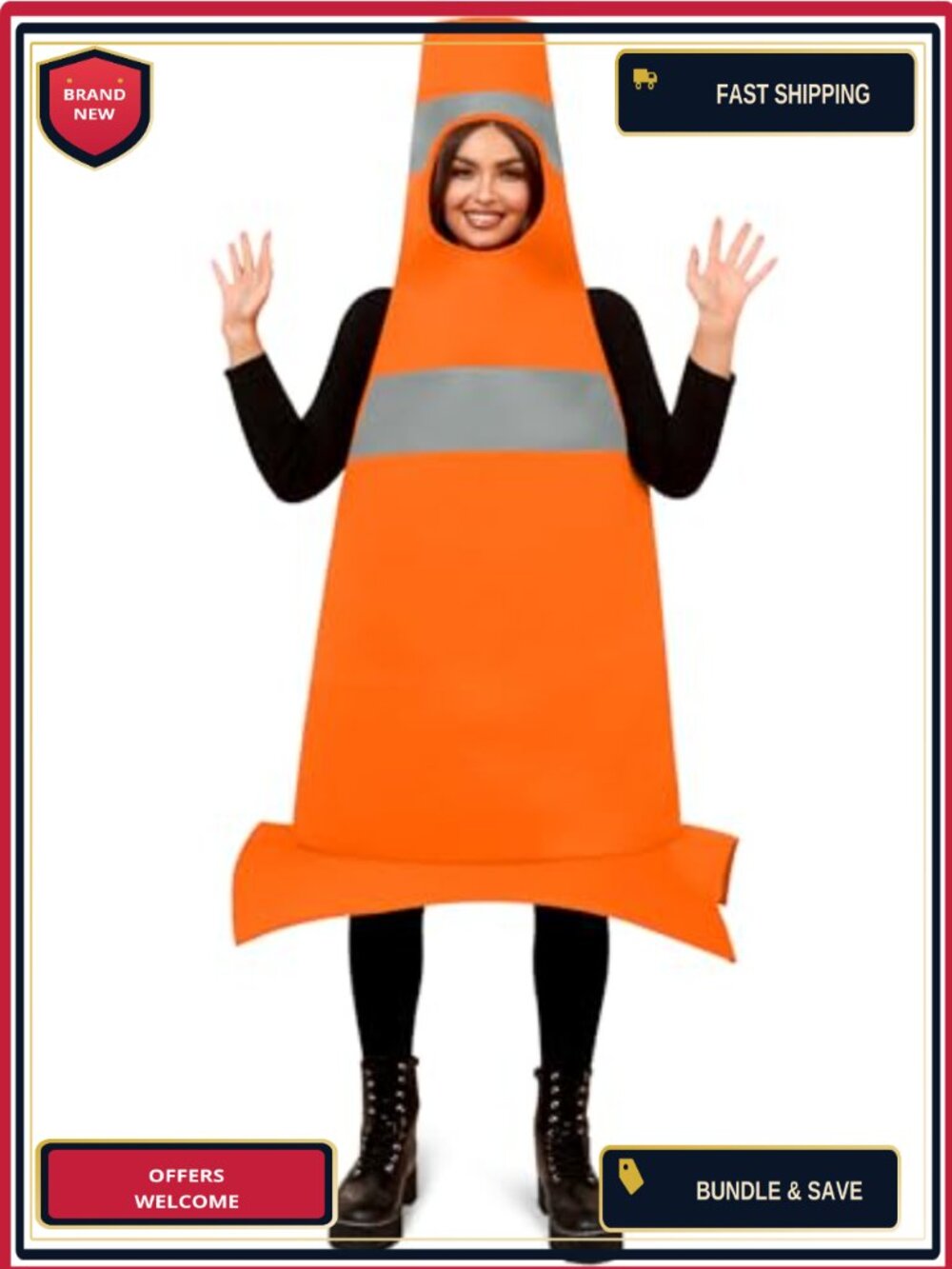 Women's Halloween Traffic Cone Costume Polyester Cosplay Dress